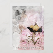 *~* AR26 Pink 3 QR Victorian RSVP PHOTO Wedding Kaart (Voorkant / Achterkant)