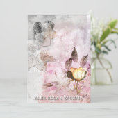 *~* AR26 Roze 12 QR Victoriaans RSVP FOTO bruiloft Kaart (Staand voorkant)