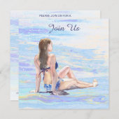 *~* AR29 Vrouw Strand Algemene Doe-het-zelf FEESTJ Kaart (Voorkant / Achterkant)