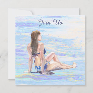 *~* AR29 Woman Beach Generic DIY ANY EVENT Party Kaart