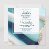 ~ AR66 QR RSVP Agaat Marmer Goud Bruiloft