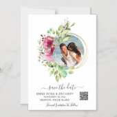 ~* AR6 BRUILOFT SAVE the DATE QR Bloemen - Website Magnetische Uitnodiging (Voorkant)