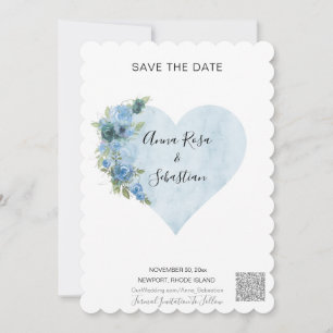 *~* AR6 QR Blue Rozen Heart WEDDING BESPAAR DE DAT Kaart