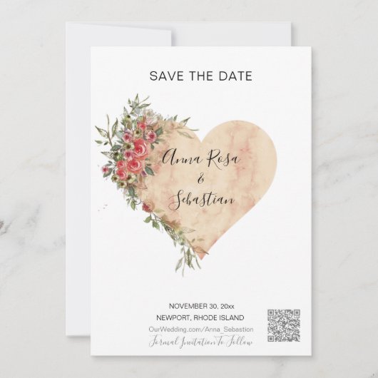 *~* AR6 QR WEDDING Rozen Hartelijk opslaan DATUM Kaart (Voorkant)
