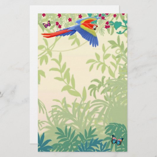 Ara d'écarlate de vol en papeterie de forêt (Devant / Derrière)