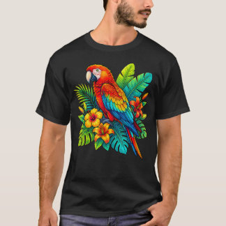 Ara Papegaai In Tropische Bloemen Zomer Strand T-shirt