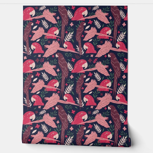 Ara papegaai Vogel Tropisch Patroon Behang (Afrollen)