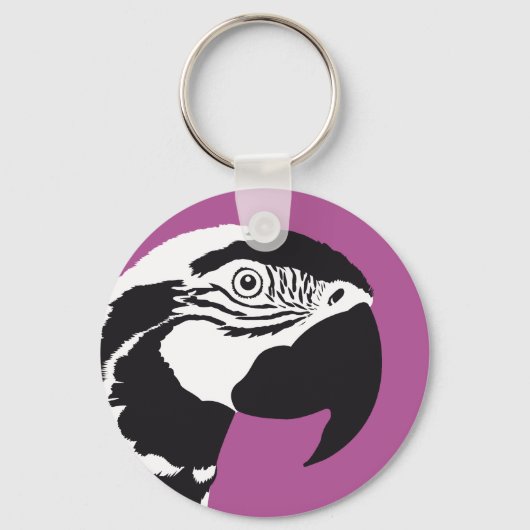 ARA PAPEGAAI ZWART WIT SLEUTELHANGER (Voorkant)