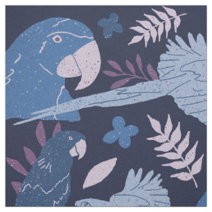 Ara Parrot Blue Roze Tropisch Patroon Stof