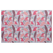 Ara Parrot Pink Burgundy Tropical Leaf Pattern Stof (Yard (91,4 cm))