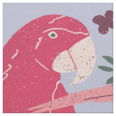 Ara Parrot Pink Burgundy Tropical Leaf Pattern Stof (Close Up)