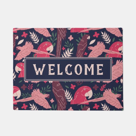 Ara Parrot Red Tropical Pattern Welkom Deurmat (Voorkant)