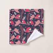 Ara Parrot rouge rose dessin Tropical Leave Motif (Gant de toilette)