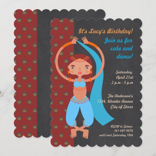 Arabe nuits fille Anniversaire invitation (Devant / Derrière)