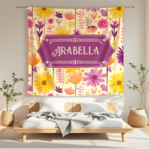 Arabella Cascading Modern Floral Pattern Fleece Deken