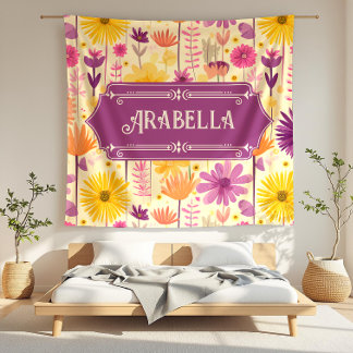 Arabella Cascading Modern Floral Pattern Fleece Deken