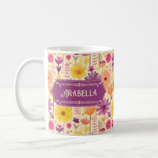 Arabella Cascading Modern Floral Pattern Koffiemok