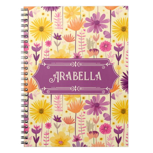 Arabella Cascading Modern Floral Pattern Notitieboek (Voorkant)