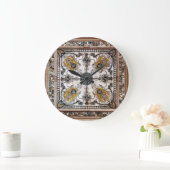 Arabesk Marmeren Textuur Patchwork Grote Klok (Huis)