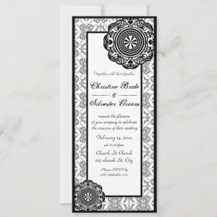 Arabesque Black Lace, 4x9.25 bruiloft uitnodiging