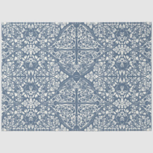 Arabesque Bloemenwijnstokken Blauw Ivoor LG Decoup Tissuepapier