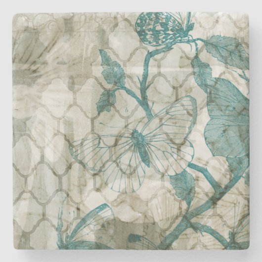 Arabesque Butterflies VI Stenen Onderzetter (Voorkant)
