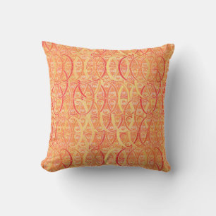 Arabesque damask - zacht sinaasappel en koraal kussen