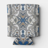 Arabesque Elegance: Wit-Blauw Islamitisch Patroon. Blikjeskoeler (Achterkant)