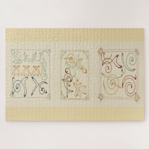 Arabesque Elegantie – Abstract Ontwerp van Mucha Legpuzzel