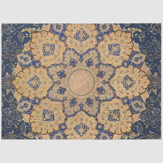 Arabesque Ephemera Blue n Gold  ontkoppeling Tissuepapier (Voorkant)