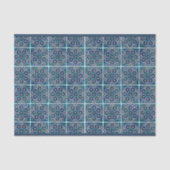 Arabesque Floral Blauwgroen Blue in White Tile Dec Tissuepapier (Voorkant)