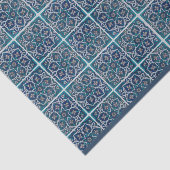 Arabesque Floral Blauwgroen Blue in White Tile Dec Tissuepapier (Detail)