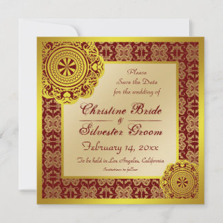 Arabesque Gold Lace, 5.25x5.25 save the date