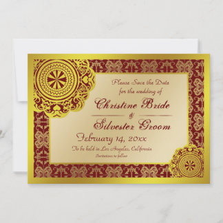 Arabesque Gold Lace, 5x7 save the date