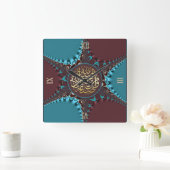 Arabesque Lace Blessings Calligraphy Wall Clock Vierkante Klok (Huis)