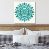 Arabesque Mandala Art – Blauwgroen & Turquoise geo Canvas Afdruk (Insitu (Slaapkamer))