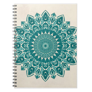 Arabesque Mandala Art – Blauwgroen & Turquoise geo Notitieboek