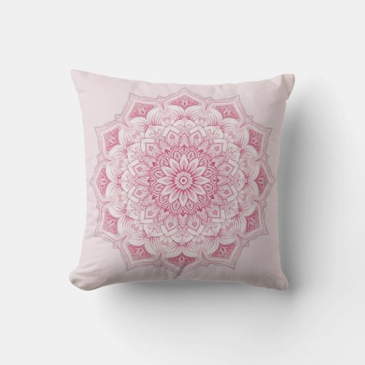 Arabesque Mandala Kussen – Roze Geometrische Decor (Voorkant)