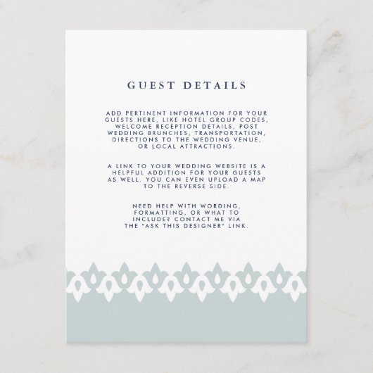 Arabesque Mariage - Carte de détails | Mist (Devant)