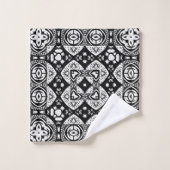 Arabesque Mosaic Tile Pattern Black and White Bad Handdoek (Wasdoekje)