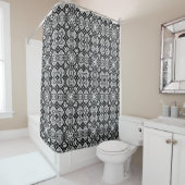 Arabesque Mosaic Tile Pattern Black and White Douchegordijn (In situ)