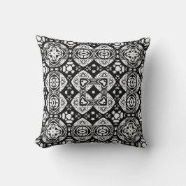Arabesque Mosaic Tile Pattern Black and White Kussen