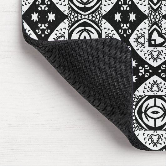 Arabesque Mosaic Tile Pattern Black and White Muismat (Hoek)