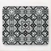 Arabesque Mosaic Tile Pattern Black and White Muismat (Voorkant)