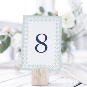 Arabesque Table Number Kaart Mist