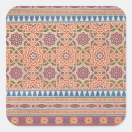  Arabesque Terracotta Blue Paars Art Vierkante Sticker