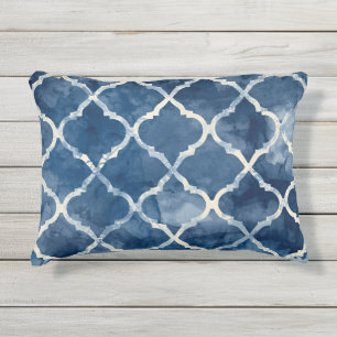 Arabesque Trellis kussen – Blauw geometrisch patro