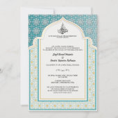 Arabesque Turquoise en Parelwitte Islamitische Bru Kaart (Voorkant)