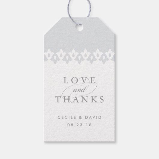 Arabesque Wedding Favor Labels | Grijs Cadeaulabel (Voorkant)
