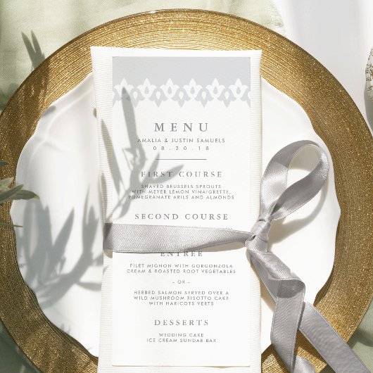 Arabesque Wedding Menu Kaart | Gray